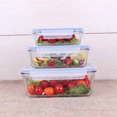 China Zibo Factory Sustainable Food Grade Microwave Oven Use Rectangular Glass Food Container With Air Vent for sale