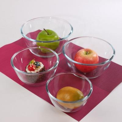 China Disposable Kitchenware Set Transparent Borosilicate Glass Bowl Vegetable And Fruit Salad Bowl for sale