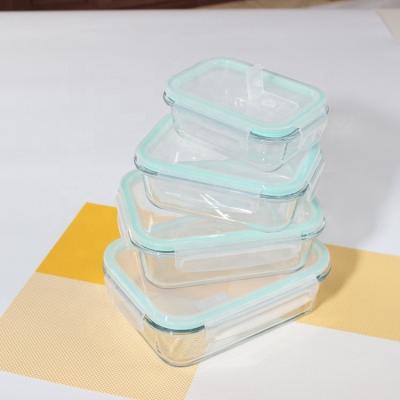 China Microwavable Rectangular Glass Food Container Pyrex Borosilicate Glass Vacuum Food Storage Container for sale