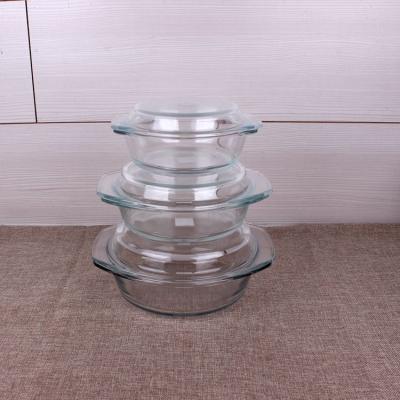 China Zibo Sustainable Plant Round Borosilicate Glass Jar Casserole With Glass Lid for sale