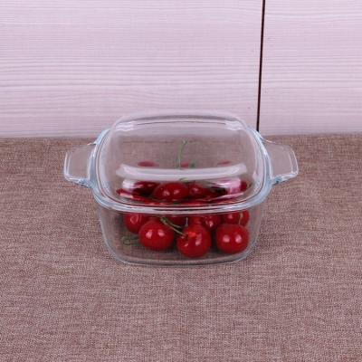 China Factory Supply 2.5L Sustainable High Borosilicate Microwave Oven Safe Square Glass Casserole With Lid for sale