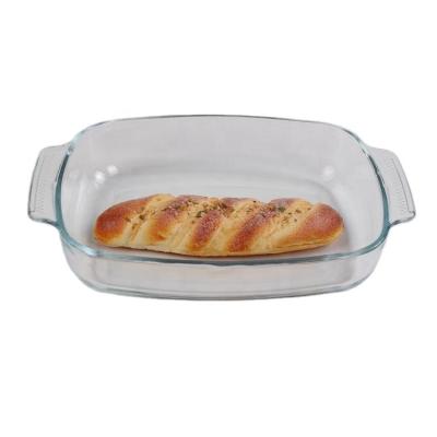 China Sustainable Popular Rectangle Heat Resistant Glass Bakeware With Dotted Handle for sale