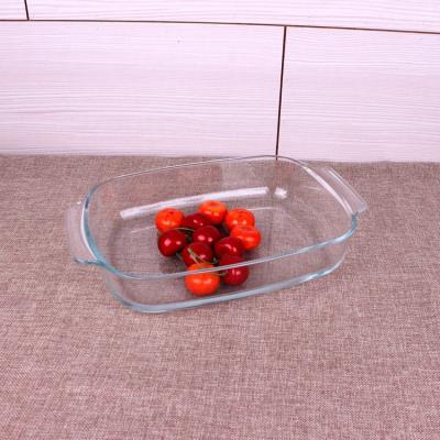 China Oven Safe Borosilicate Pizza Pan Disposable Pyrex Large Size Rectangular Glass Baking Dish for sale