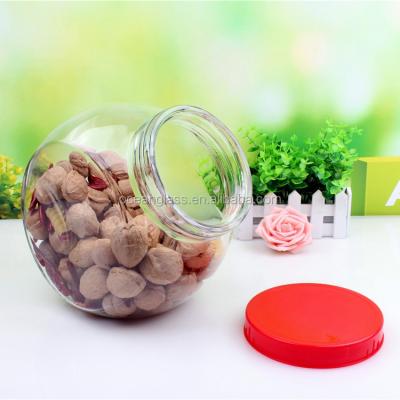 China Handy Oval Shaped Glass Freshness Preservation 2.7L Storage Jar With Plastic Lid for sale