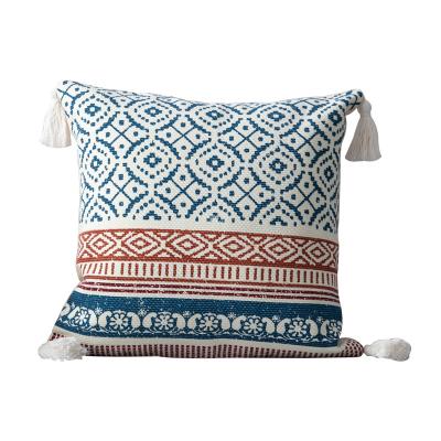 China Simple Linen Cotton And Digital Printing Color Patchwork Sofa Pillow for sale