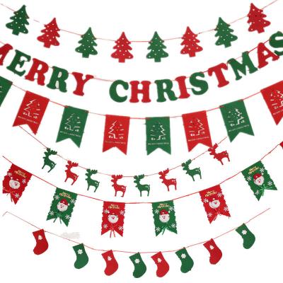 China Banner Santa Hats Shaped Bunting Flag Red Garland Hanging Xmas Christmas Felt Decorations Christamas Home Decor for sale