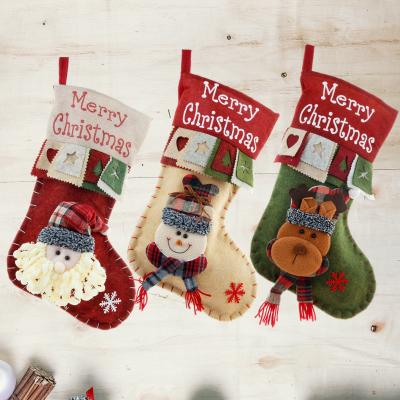 China Cute Felt Fabric Candy Bag Gifts Jars Store Christmas Party Decorations Hanging Simple Christmas Stocking for sale