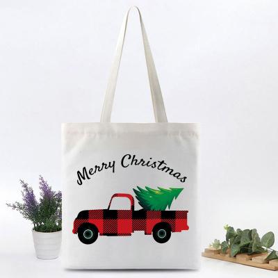 China 2022 Eco-Friendly Canvas Christmas Theme Series Recycle Fashion Logo Cotton Canvas Tote Bag Custom Promotional Wholesale for sale