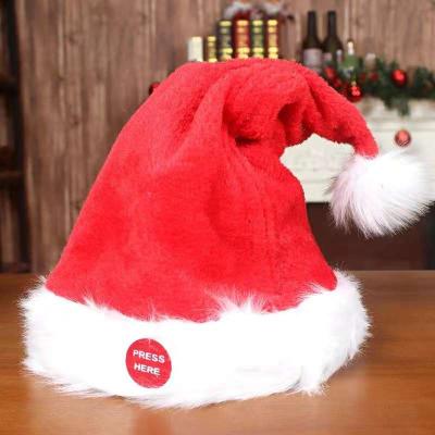 China Electronic Musical Dance Santa Claus Hat Christmas Funny Stuffed Plush Christmas Gifts for sale