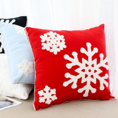 China Wholesale Christmas Snowflake Embroidery Canvas Fabric Massage All Cotton Decorative Cushion Cover For Home Decor for sale