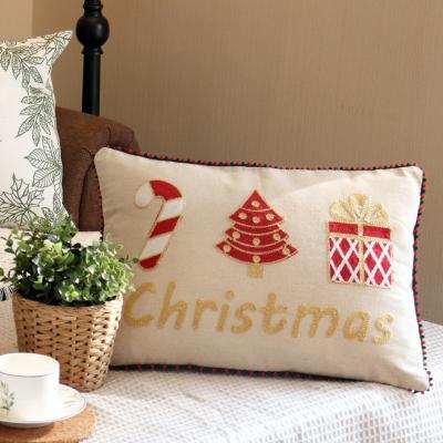 China Wholesale New Decorative Christmas Original Designs Decorative Embroidered Cushion Cover for sale