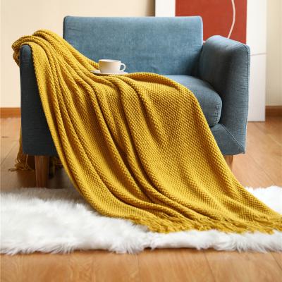 China Office Nap Nap Blanket Waffle Knitted Tie-Down Blanket 127*172cm for sale