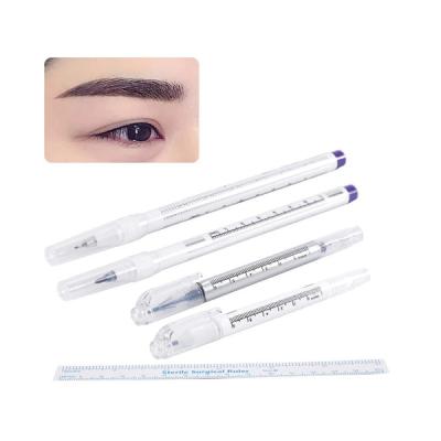 China permanent makeup & tattoo skin microblading piercing marker, medical surgical scribe Pen With Sterile Ruler for sale