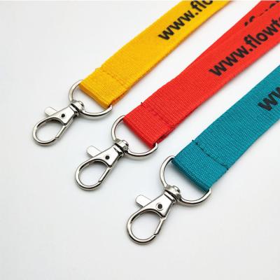 China Cheap Double Ad Polyester Material Double Clip Custom Woven Lanyards No Min Order for sale