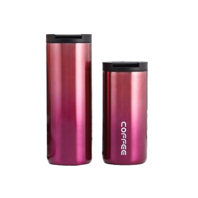 China New Style 400ml 550ml Double Wall PORTABLE Stainless Steel Tumbler Slim Straight Cup Magic Cold Coffee Mug for sale