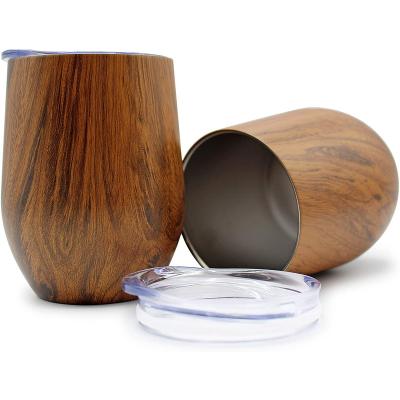 China Viable Yerba Egg Shaped Wooden Tumblers Wholesale Mate Gourd Cup Pattern Coffee Mug Stainless Steel Stainless Steel for sale