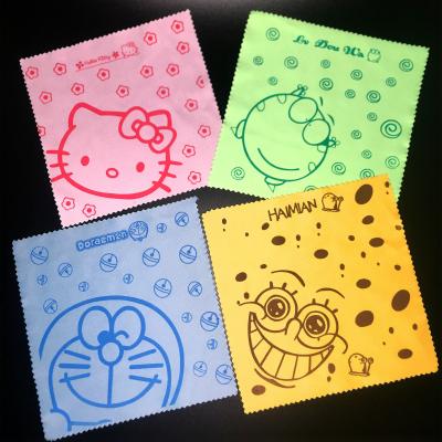 China Amazon cartoon new microfiber eyewear cloth double-sided suede cartoon character cleaning glass kids wiping cloth for sale