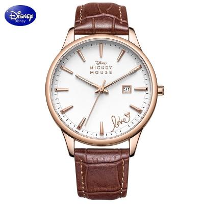 China Other Mickey Simple Calendar Watch Amazon Disney Fashion Couples Quartz Leather Waterproof Female Watch for sale