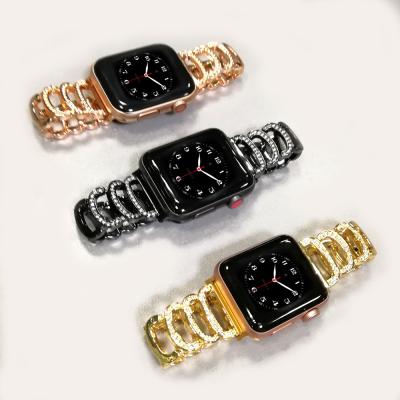 China Non-specific Suitable For Apple Watch C-Shaped Diamond Inlaid Metal Strap Iwatch 6543 Alloy Strap In Stock for sale