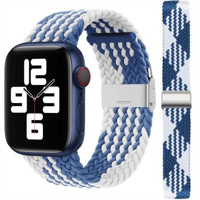 China Leather Suitable For Apple Watch Woven Nylon Elastic Strap Iwatch Adjustable Buckle Strap One Size Fits All for sale