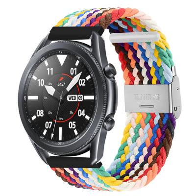 China Water Resistant 20mm / 22mm Elastic Snap Woven Nylon Strap For Samsung 42mm 46mm Huawei GT2 Strap for sale