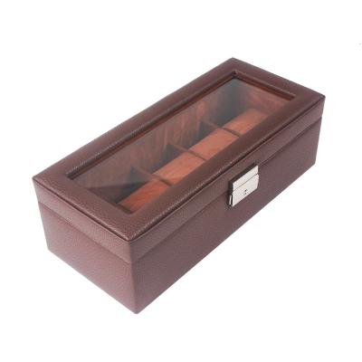 China Popular PU Leather 5 Position Brown Window Display Watch Case for sale