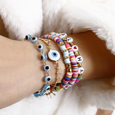 China FASHIONABLE National Amazon Style Color Personalized Soft Pottery Letter Beaded Bracelet for sale