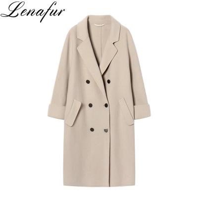 China Double Face 100% Lamb Sheep Cashmere Wool Fur Coat Women Winter Anti-Shrink Soft Wool Fur Coat for sale