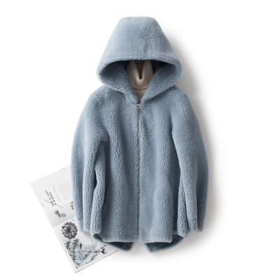 China 2020 Popular Anti-Shrink Granular Fleece Coat Hooded Women's Fashion Woolen Women's Fur Coat Young Wear for sale