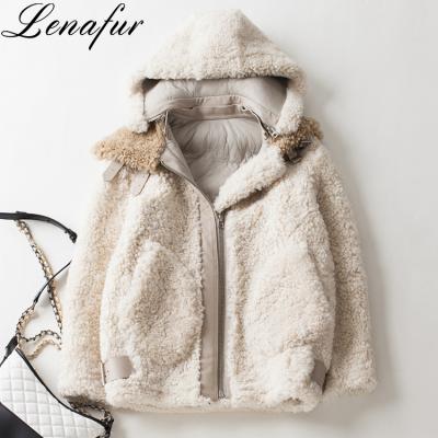 China Winter Sheepskin Shearling Anti-Shrink Coat,Lamb Fur Skin Double Face Leather Jacket Coat For Women for sale