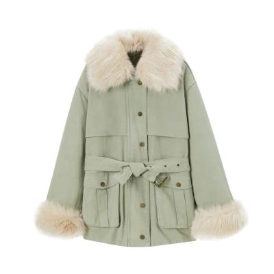 China Anti-shrink faux fur parka women fur parka denim coat can be customized in 2020 autumn and winter cowboy parka for sale