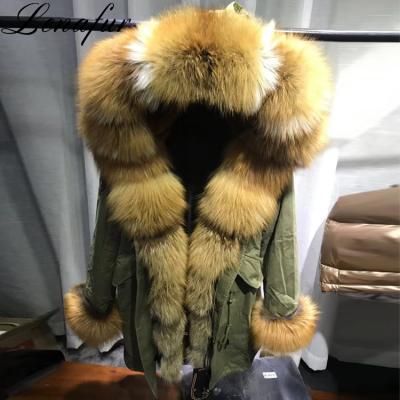 China Women Winter Anti-Shrink Parka With Extra Fluffy Fox Fur, Lady Warmer Real Fox Fur Coat Parka, Rabbit Fur Coating Jacket Parka for sale