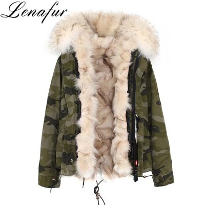 China Luxury Anti-shrink parka fox fur lining and raccoon fur collars coat parka for sale