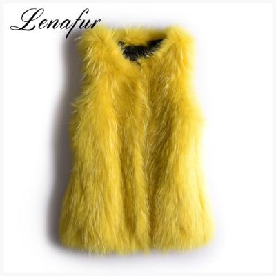 China Warm Soft Knit Women Raccoon Ladies Real Fur Vest for sale