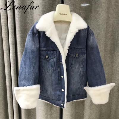 China Women Anti-Shrink Short Jeans Style Real Mink Fur Down Jacket, Luxury Mink Fur Parka In Winter for sale