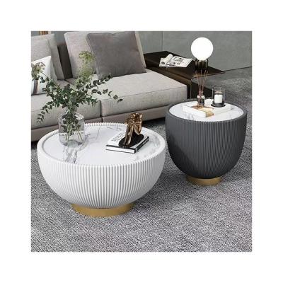 China Natural luxury modern coffee white round shape agglomerated stone coffee table for living room for sale