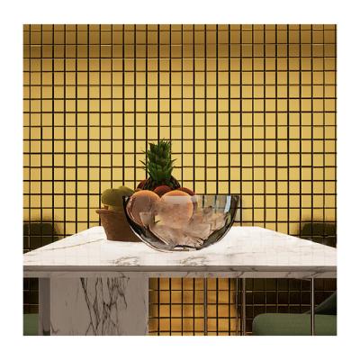 China Southeast Asia Ecifee Gold Square Mosaic Glass Pool Tiles 306x306mm for sale