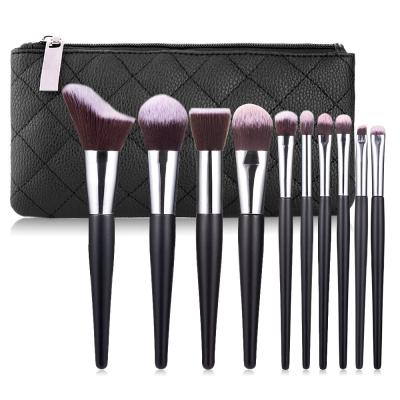 China High Quality Nylon Fan Brush 10 PCS Makeup Brush Set With Bag for sale