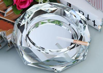 China Clear Crystal Home Decorations Crafts Ashtray With Cigar Holders Custom Size for sale