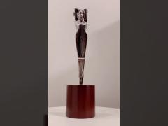 Lucide Figure Custom Trophy Silver Plated With Wood Base By Screwing As Awards