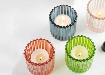 China Custom color Empty Heat-resistant Thick Glass Candle Holders for Scented Candle for sale