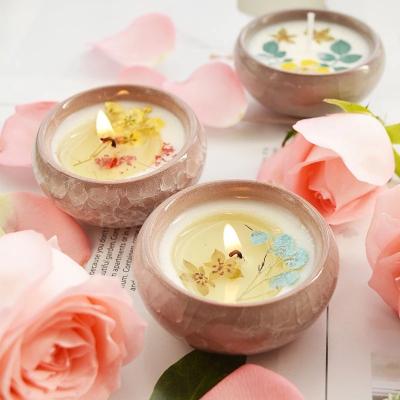 China Birthdays Wholesale Dry Scented Flower Candle Decoration Luxury Preserved Flowers Scented Candles In Gift Box for sale