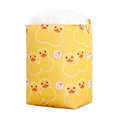 China Large Waterproof Folding Quilt Toy Sundries Storage Bag Cotton Cloth and Canvas Storage Basket for sale