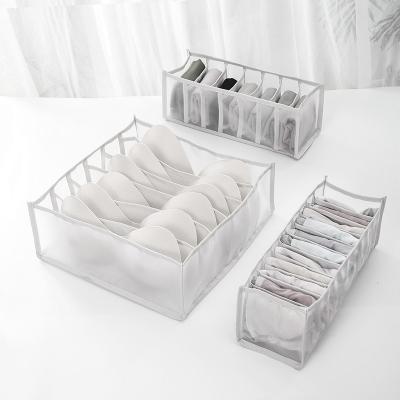 China Folding Underwear Sock Drawer Organizer Wardrobe Bra Mesh Storage Boxes Set for sale