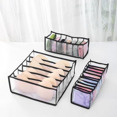 China Folding Underwear Bumps Bra Storage Organizer For Dresser Drawers Divider Tidy Mesh Fabric Boxes 3PCS for sale