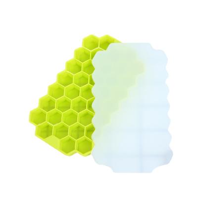 China 37 Viable Nuggets Honeycomb Ice Cube Trays Silicone Ice Cream Tray Molds Creative DIY Ice Cream Mold With Lid for sale