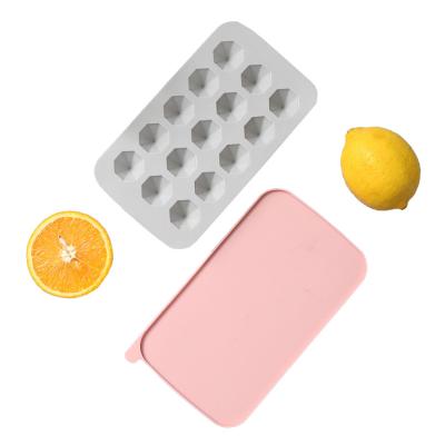 China 15 Grid Sustainable Silicone Ice Cube Trays Ice Tray With Removable Lid Easy-Release Flexible Ice Cube Molds for sale