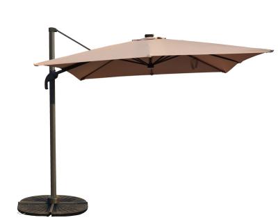 China Modern Umbrella Rome Square Outdoor 9ft*9ft Umbrella With 360 Rotation With Light Center Solar Light Garden Restaurant Waterproof Beach for sale