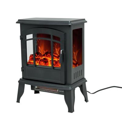 China Household 16 Inch Portable Fireplace Heat Resistant Chimney Heat Resistant LED Fire Freestanding Three Side Fire Minimum for sale