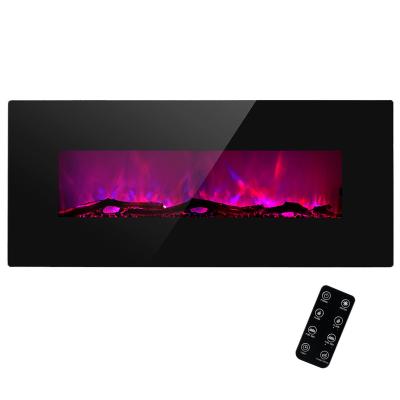 China Realistic Classic 50 Inch Log Fireplace Electric Wall Mounted Electric Fireplace Household With Flat Glass Front for sale